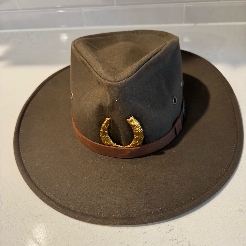 Outback Kodiak Brown Cowboy Hat with Gold Horseshoe Accent